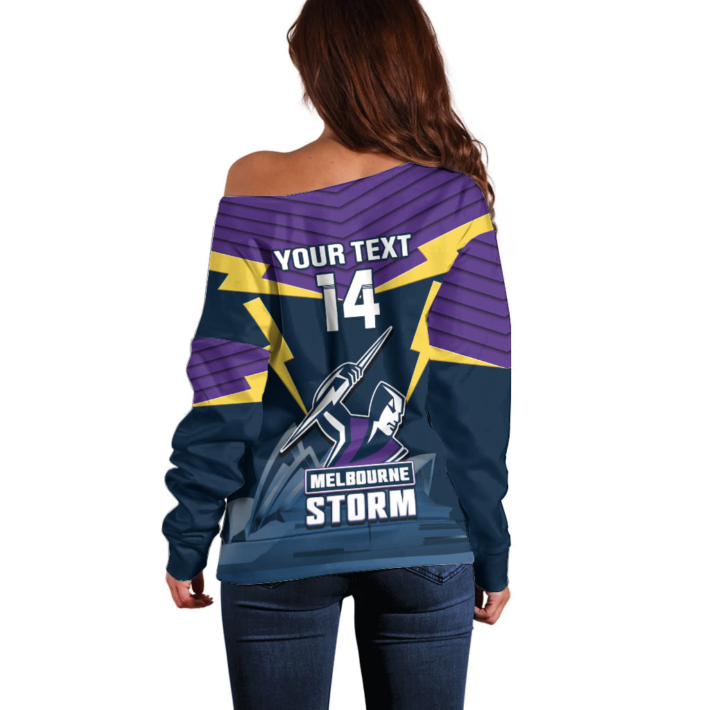 Custom Australia Day Storm Off Shoulder Sweater NRL 2024 Sydney Opera House With Map