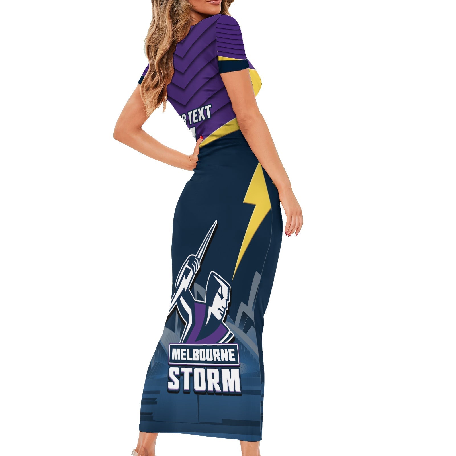 Custom Australia Day Storm Short Sleeve Bodycon Dress NRL 2024 Sydney Opera House With Map