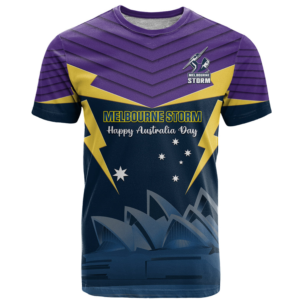 Custom Australia Day Storm T Shirt NRL 2024 Sydney Opera House With Map