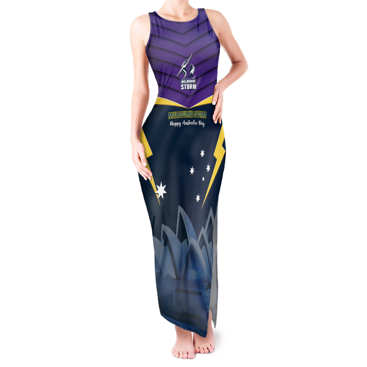 Custom Australia Day Storm Tank Maxi Dress NRL 2024 Sydney Opera House With Map