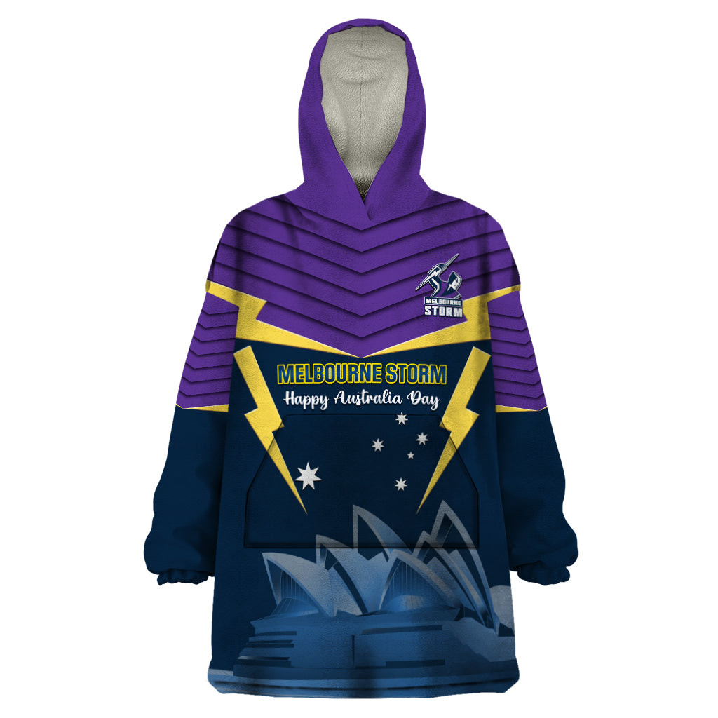 Custom Australia Day Storm Wearable Blanket Hoodie NRL 2024 Sydney Opera House With Map - Vibe Hoodie Shop