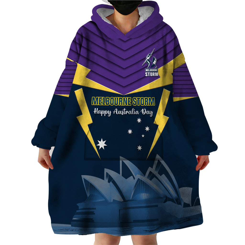 Custom Australia Day Storm Wearable Blanket Hoodie NRL 2024 Sydney Opera House With Map - Vibe Hoodie Shop