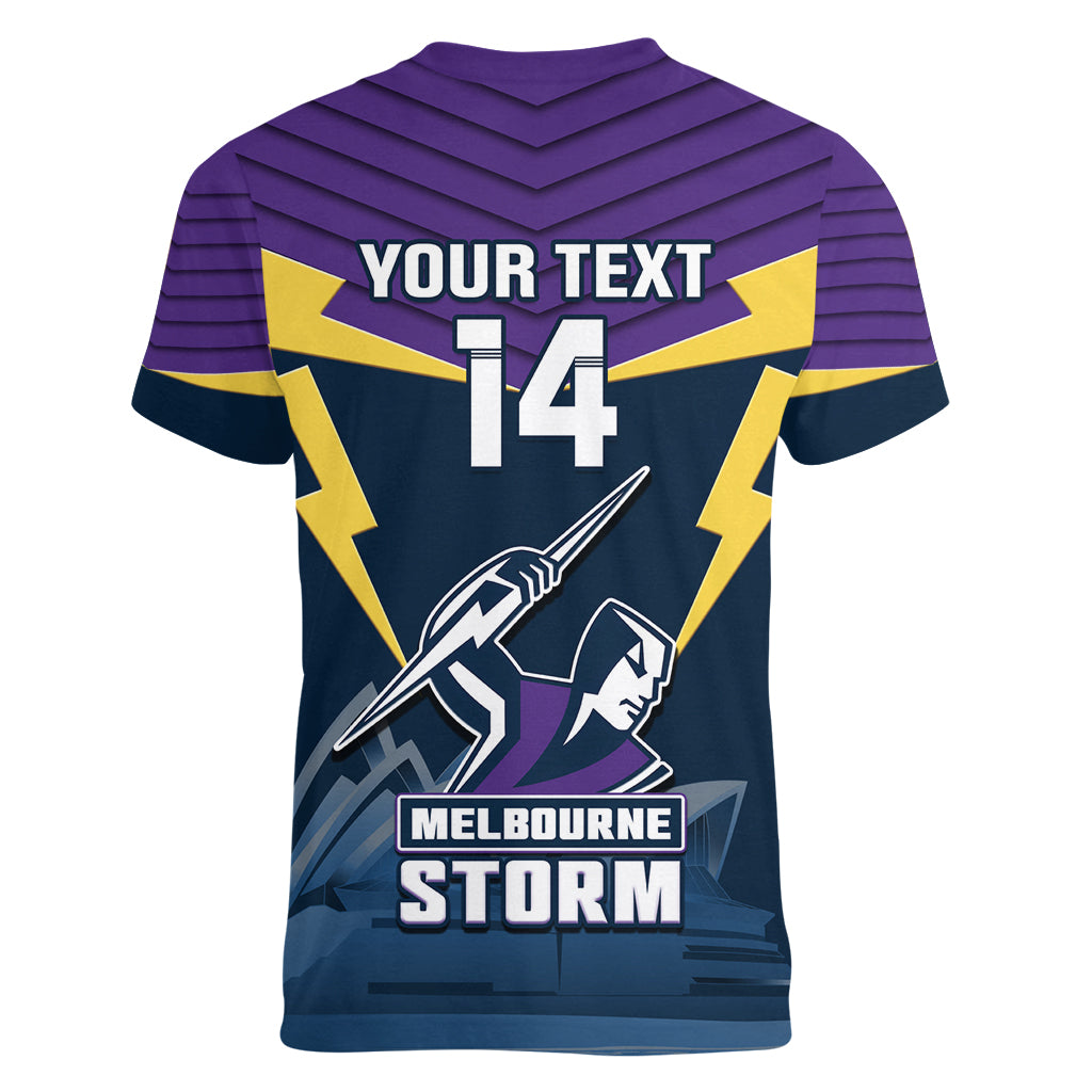 Custom Australia Day Storm Women V Neck T Shirt NRL 2024 Sydney Opera House With Map