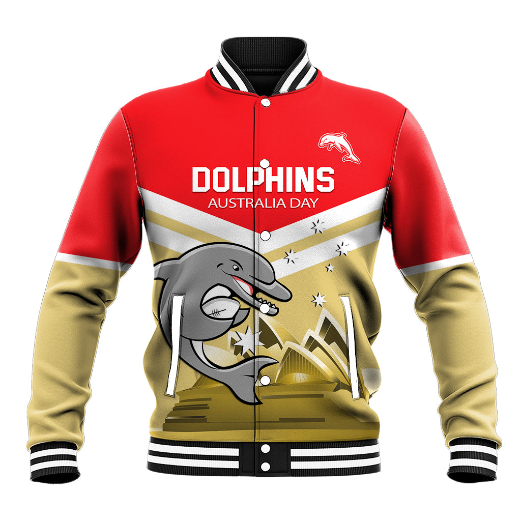 Custom Australia Day Dolphins Baseball Jacket NRL 2024 With Sydney Opera House - Vibe Hoodie Shop