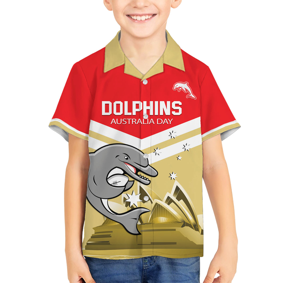 Custom Australia Day Dolphins Family Matching Long Sleeve Bodycon Dress and Hawaiian Shirt NRL 2024 With Sydney Opera House