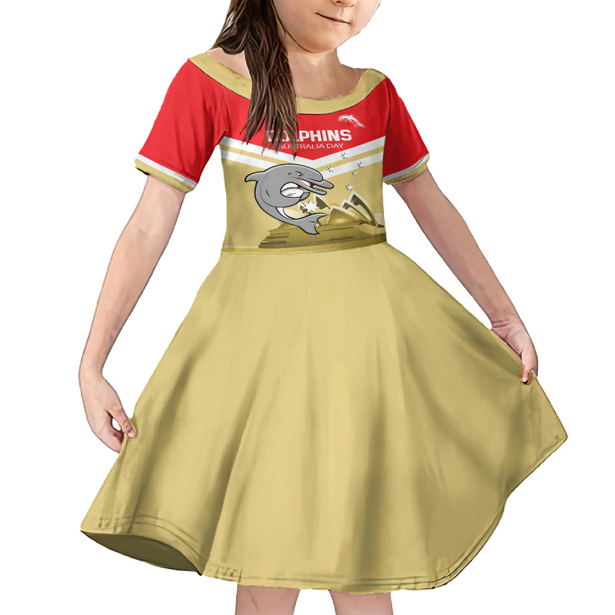 Custom Australia Day Dolphins Family Matching Off Shoulder Short Dress and Hawaiian Shirt NRL 2024 With Sydney Opera House