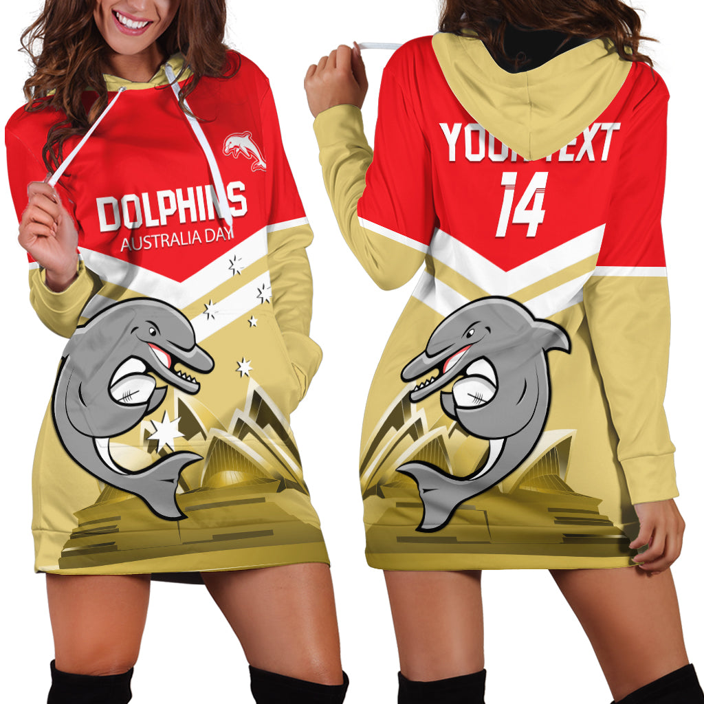 Custom Australia Day Dolphins Hoodie Dress NRL 2024 With Sydney Opera House - Vibe Hoodie Shop