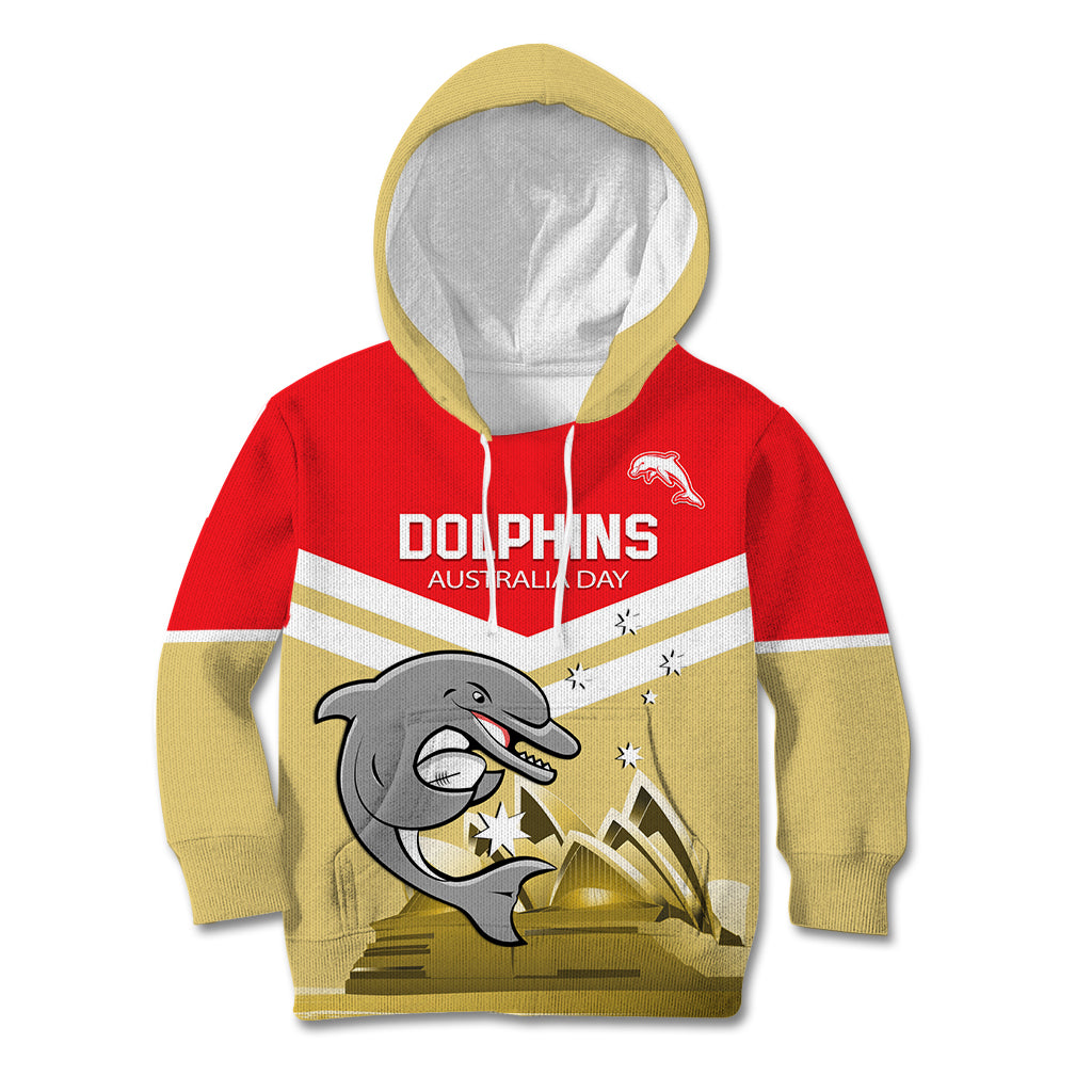 Custom Australia Day Dolphins Kid Hoodie NRL 2024 With Sydney Opera House - Vibe Hoodie Shop