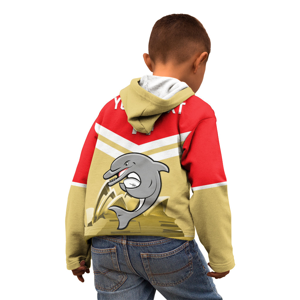 Custom Australia Day Dolphins Kid Hoodie NRL 2024 With Sydney Opera House - Vibe Hoodie Shop