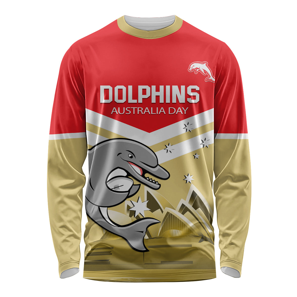 Custom Australia Day Dolphins Long Sleeve Shirt NRL 2024 With Sydney Opera House - Vibe Hoodie Shop