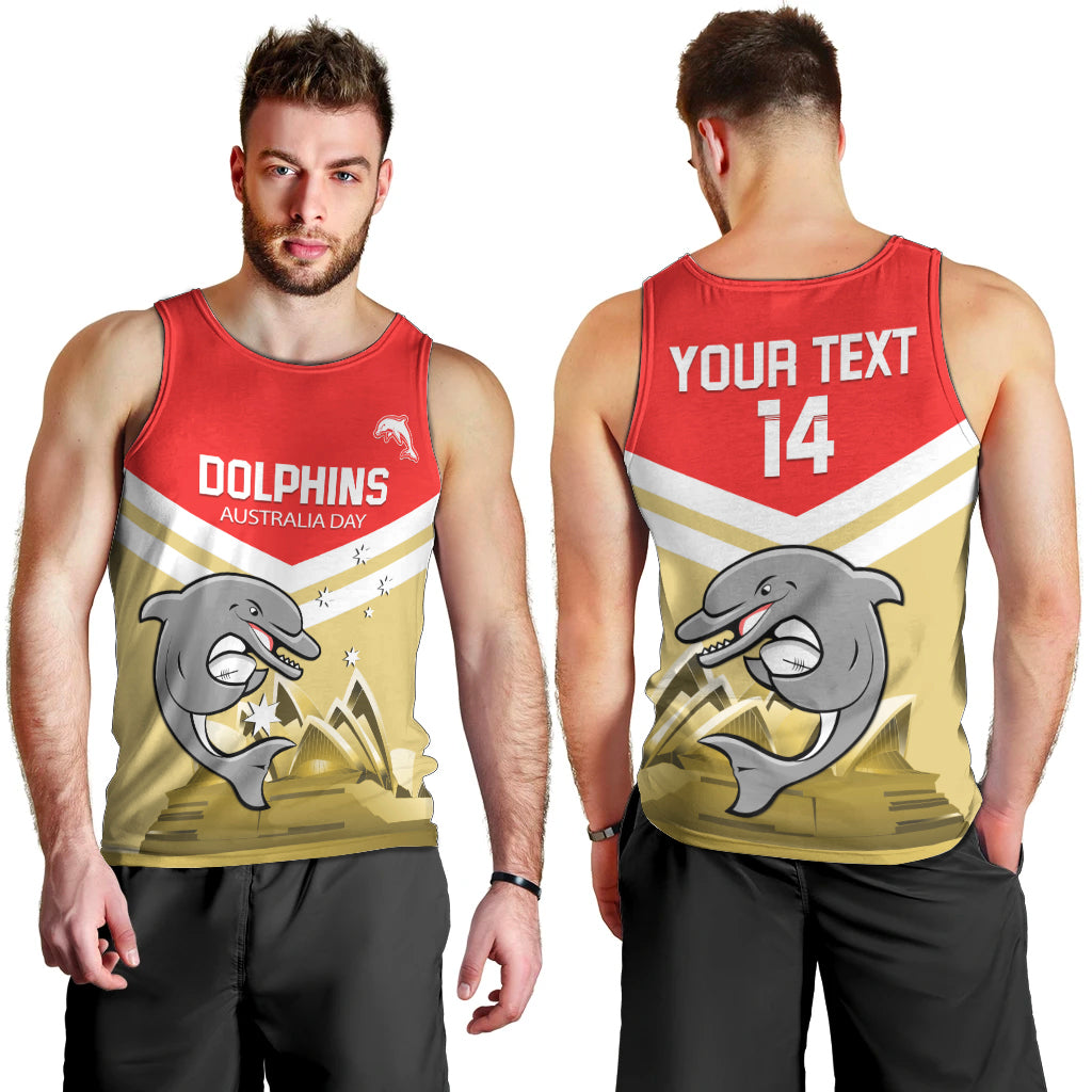 Custom Australia Day Dolphins Men Tank Top NRL 2024 With Sydney Opera House - Vibe Hoodie Shop