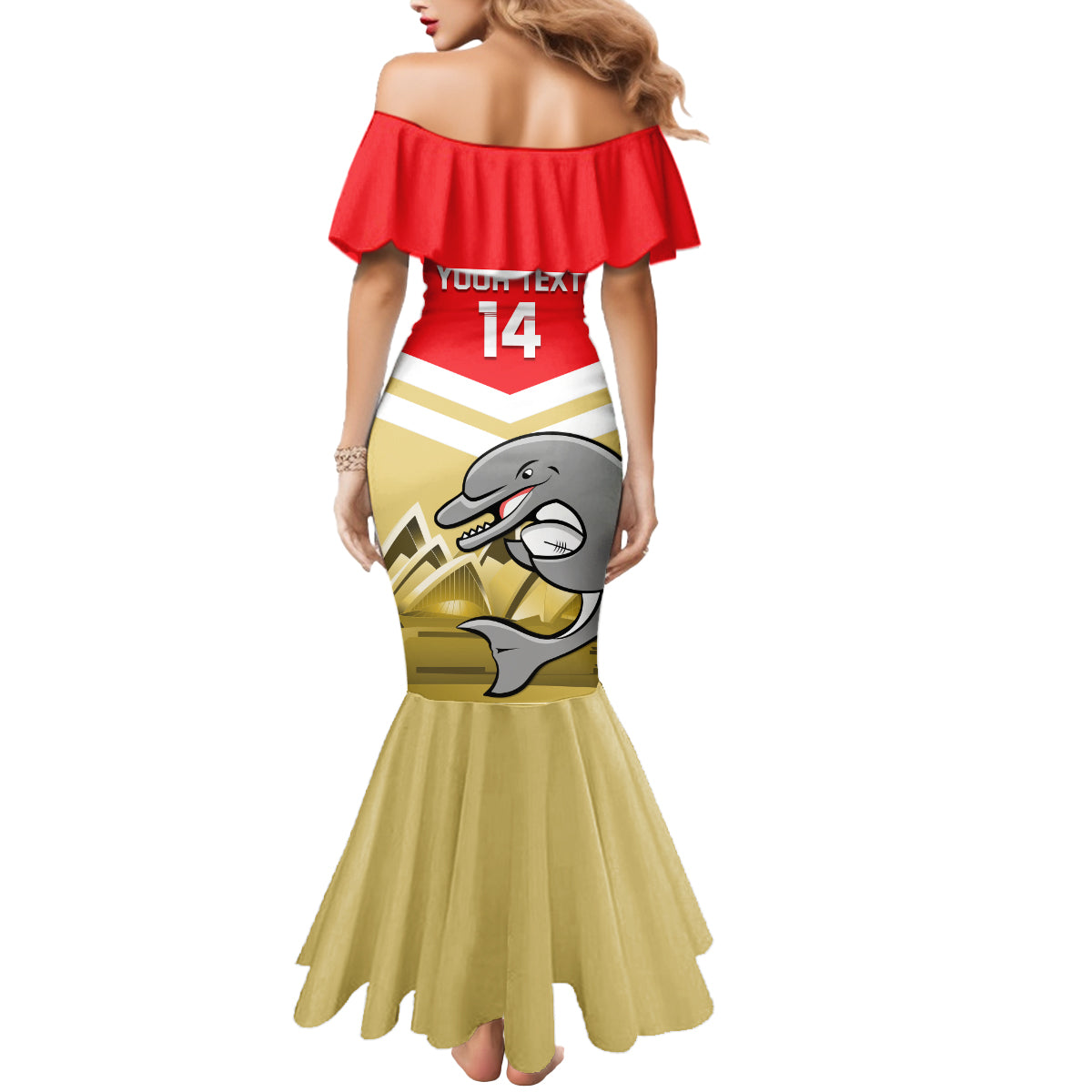 Custom Australia Day Dolphins Mermaid Dress NRL 2024 With Sydney Opera House