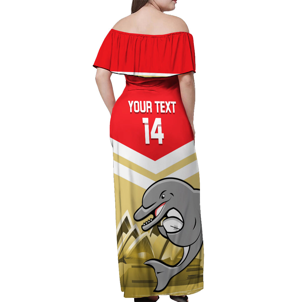 Custom Australia Day Dolphins Off Shoulder Maxi Dress NRL 2024 With Sydney Opera House