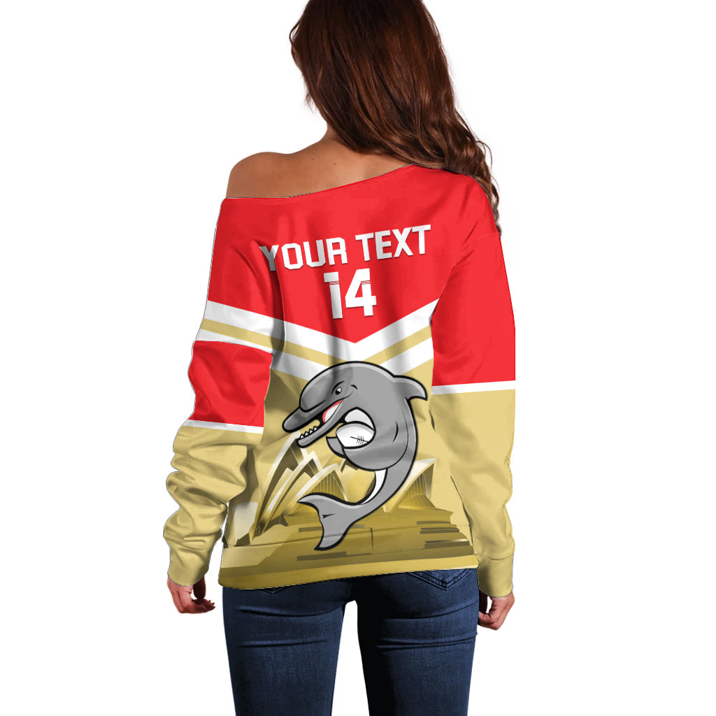 Custom Australia Day Dolphins Off Shoulder Sweater NRL 2024 With Sydney Opera House - Vibe Hoodie Shop