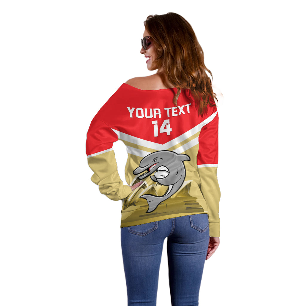 Custom Australia Day Dolphins Off Shoulder Sweater NRL 2024 With Sydney Opera House - Vibe Hoodie Shop