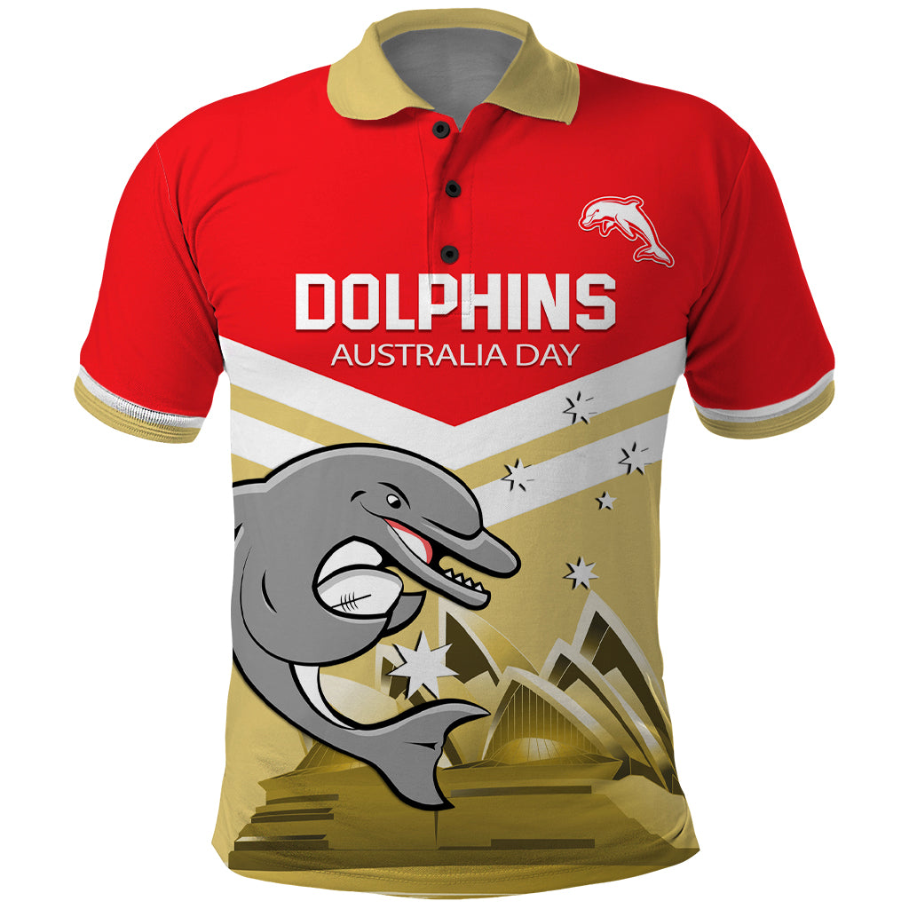 Custom Australia Day Dolphins Polo Shirt NRL 2024 With Sydney Opera House - Vibe Hoodie Shop