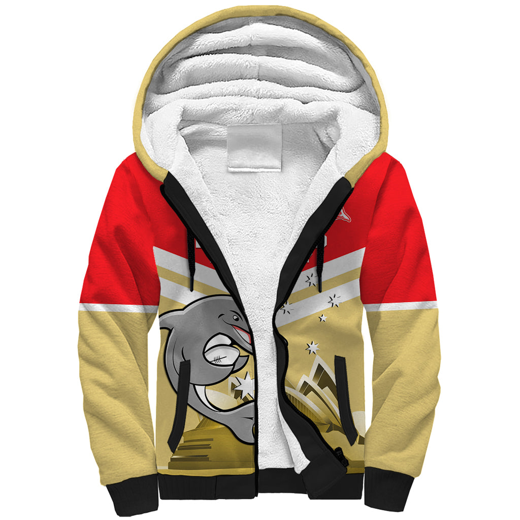 Custom Australia Day Dolphins Sherpa Hoodie NRL 2024 With Sydney Opera House - Vibe Hoodie Shop