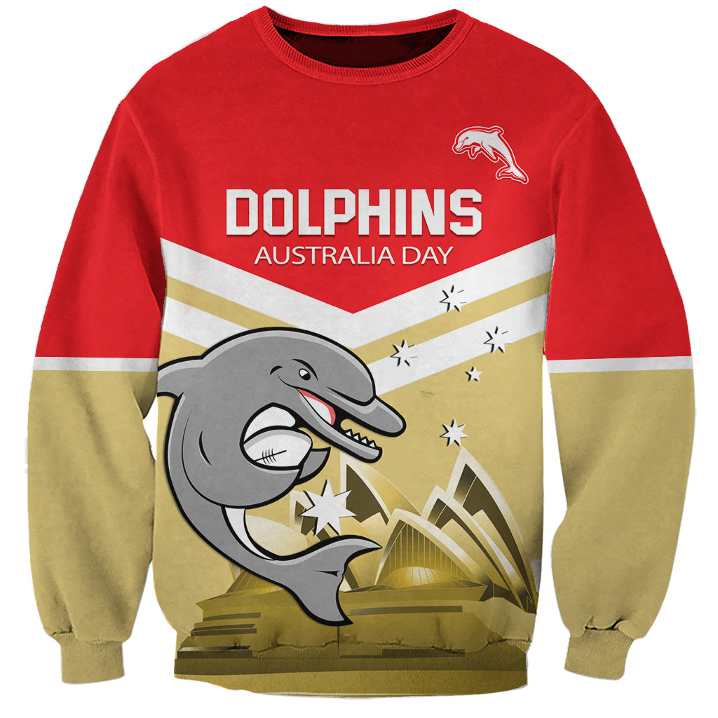 Custom Australia Day Dolphins Sweatshirt NRL 2024 With Sydney Opera House - Vibe Hoodie Shop