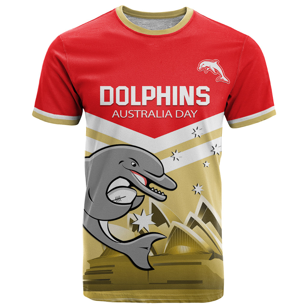 Custom Australia Day Dolphins T Shirt NRL 2024 With Sydney Opera House - Vibe Hoodie Shop