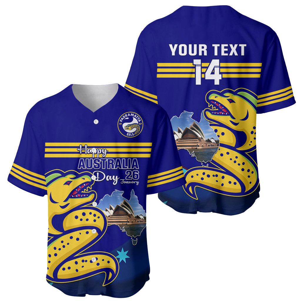 Custom Australia Day Eels Baseball Jersey NRL 2024 Sydney Opera House With Map - Vibe Hoodie Shop