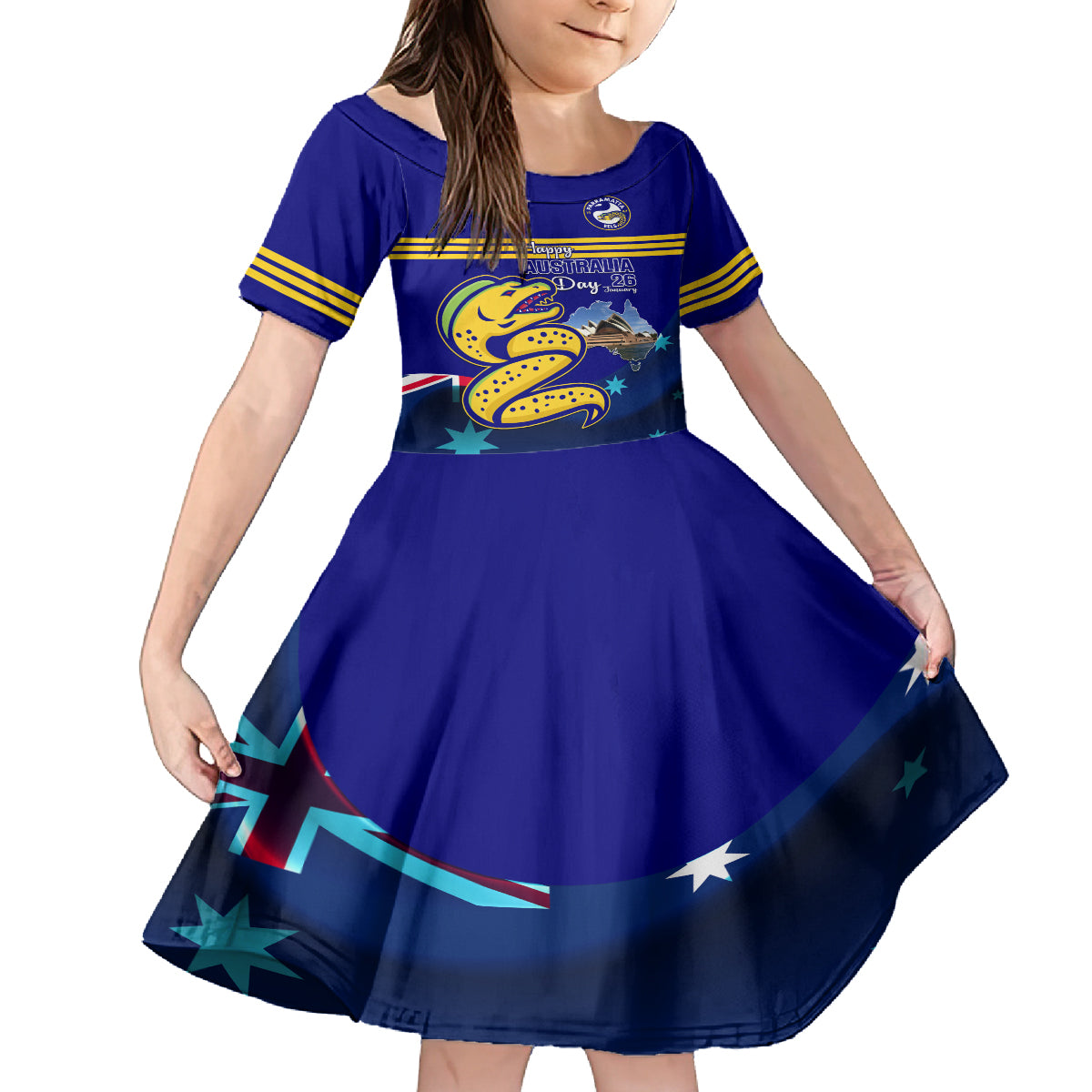 Custom Australia Day Eels Family Matching Long Sleeve Bodycon Dress and Hawaiian Shirt NRL 2024 Sydney Opera House With Map