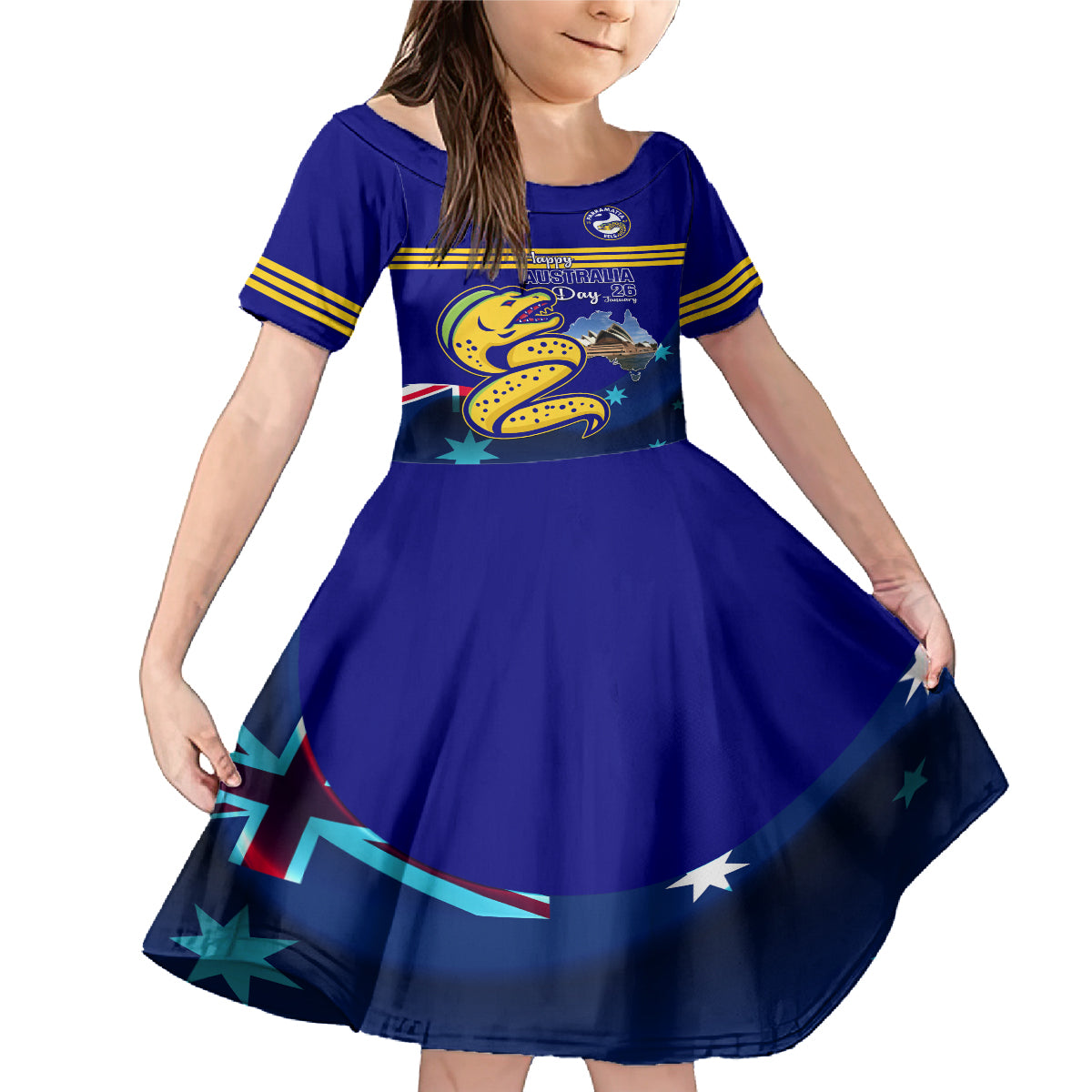 Custom Australia Day Eels Family Matching Mermaid Dress and Hawaiian Shirt NRL 2024 Sydney Opera House With Map