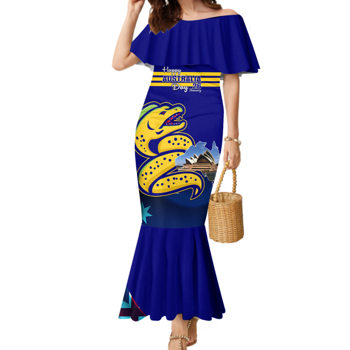 Custom Australia Day Eels Family Matching Mermaid Dress and Hawaiian Shirt NRL 2024 Sydney Opera House With Map