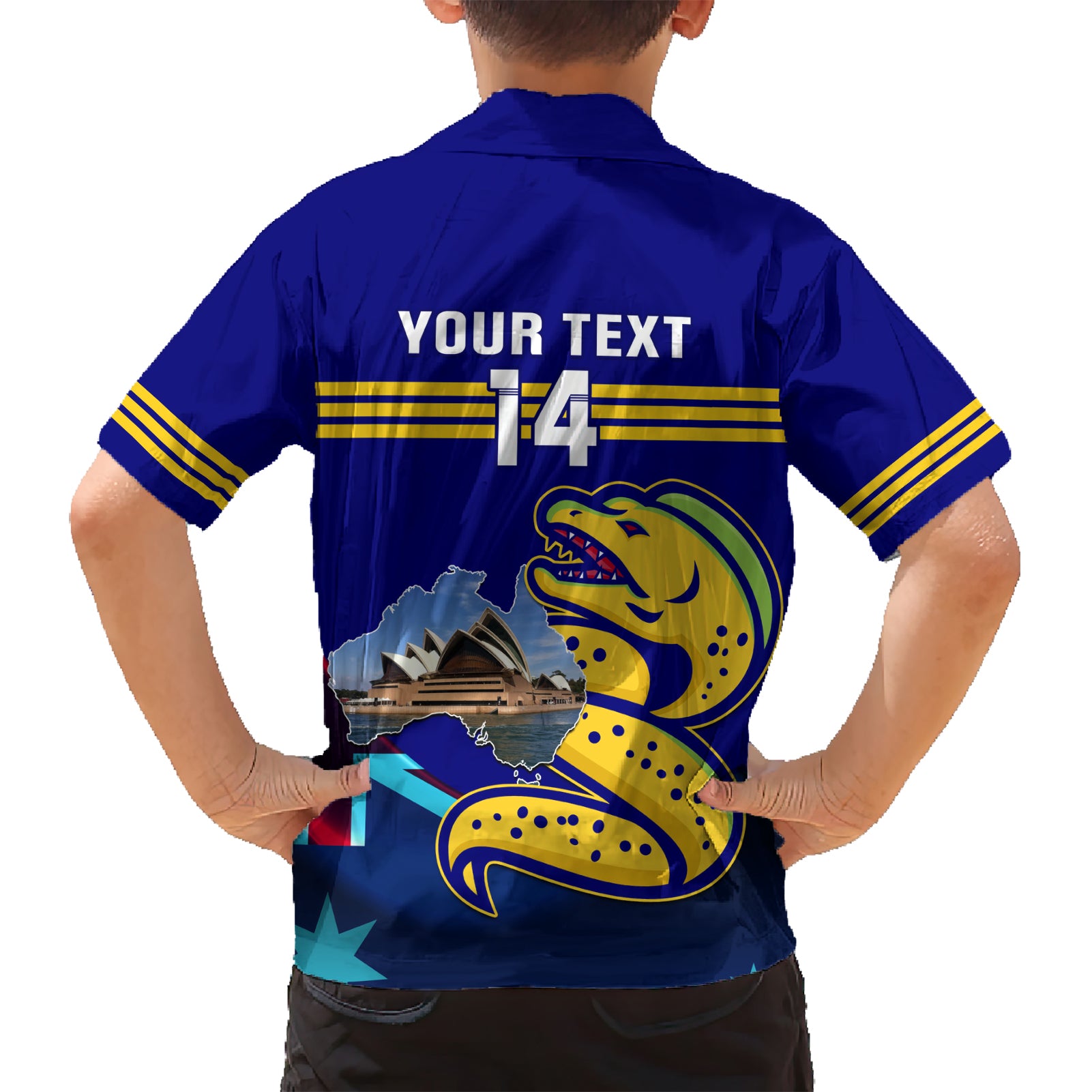 Custom Australia Day Eels Family Matching Short Sleeve Bodycon Dress and Hawaiian Shirt NRL 2024 Sydney Opera House With Map