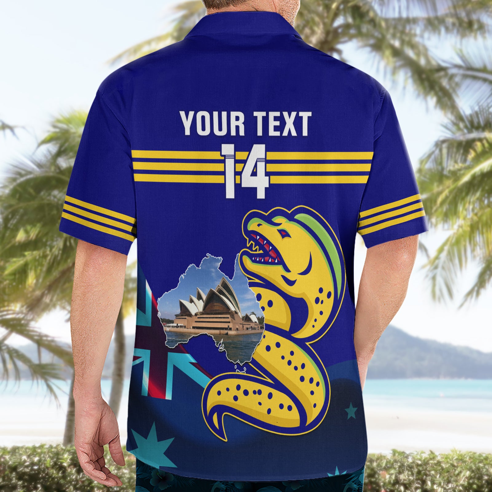 Custom Australia Day Eels Hawaiian Shirt NRL 2024 Sydney Opera House With Map - Vibe Hoodie Shop