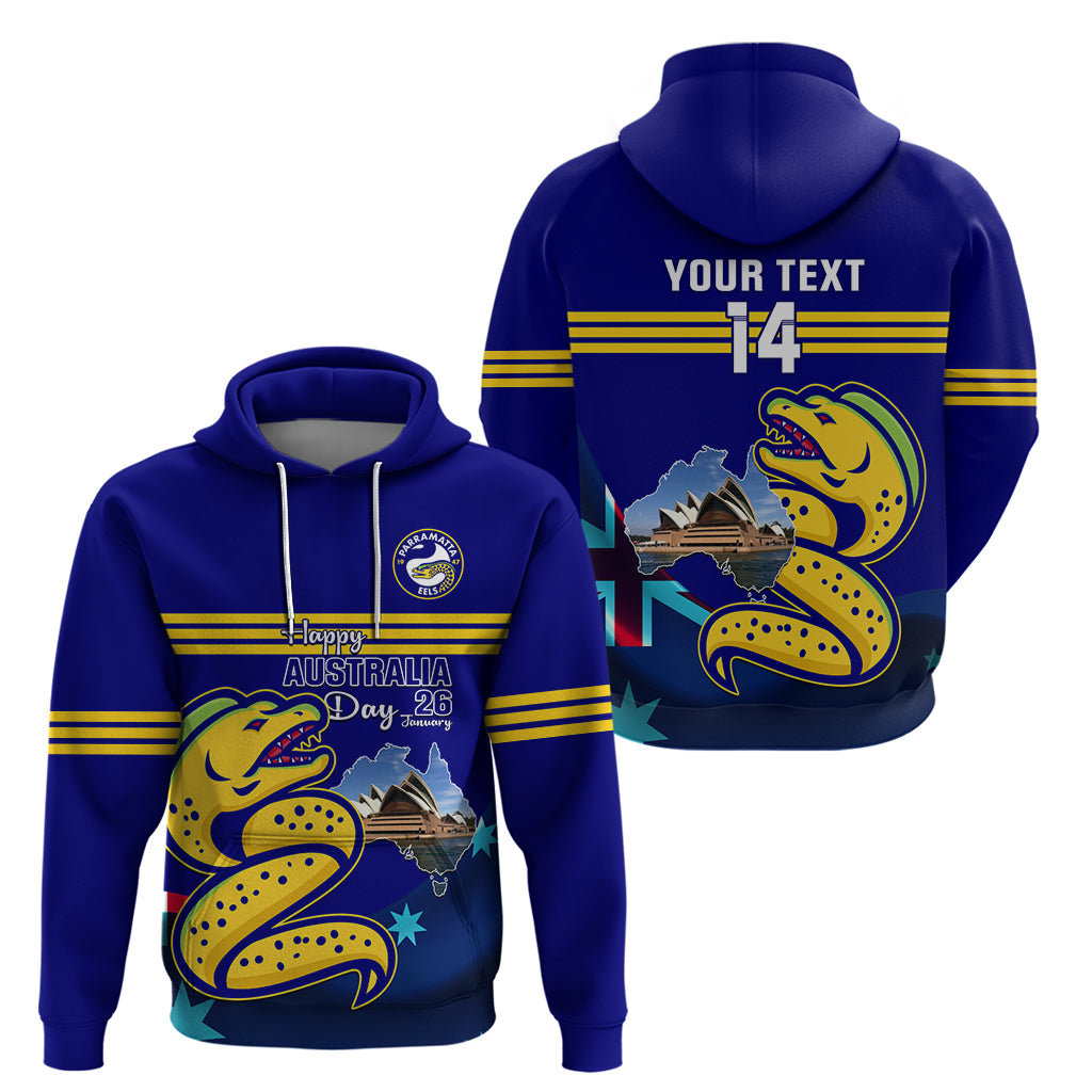 Custom Australia Day Eels Hoodie NRL 2024 Sydney Opera House With Map - Vibe Hoodie Shop