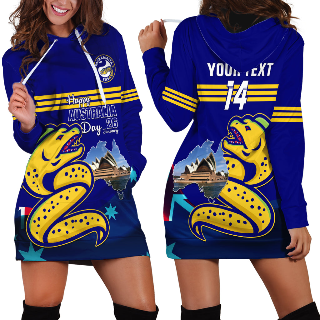 Custom Australia Day Eels Hoodie Dress NRL 2024 Sydney Opera House With Map - Vibe Hoodie Shop