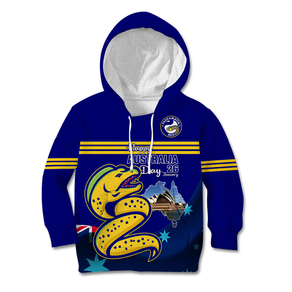 Custom Australia Day Eels Kid Hoodie NRL 2024 Sydney Opera House With Map - Vibe Hoodie Shop