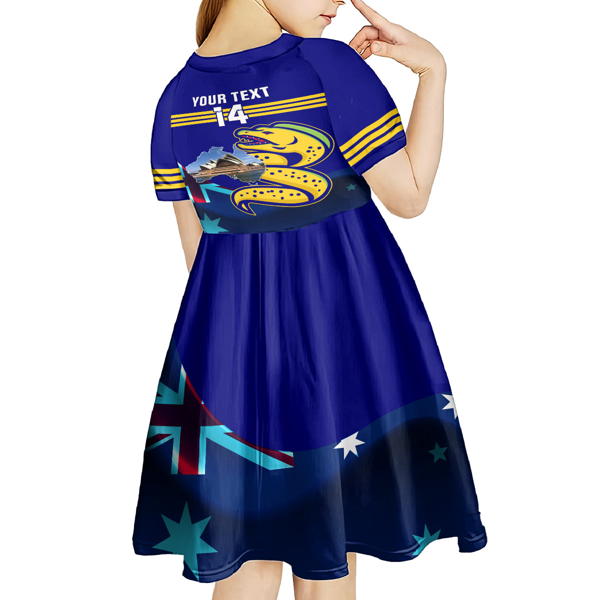 Custom Australia Day Eels Kid Short Sleeve Dress NRL 2024 Sydney Opera House With Map - Vibe Hoodie Shop