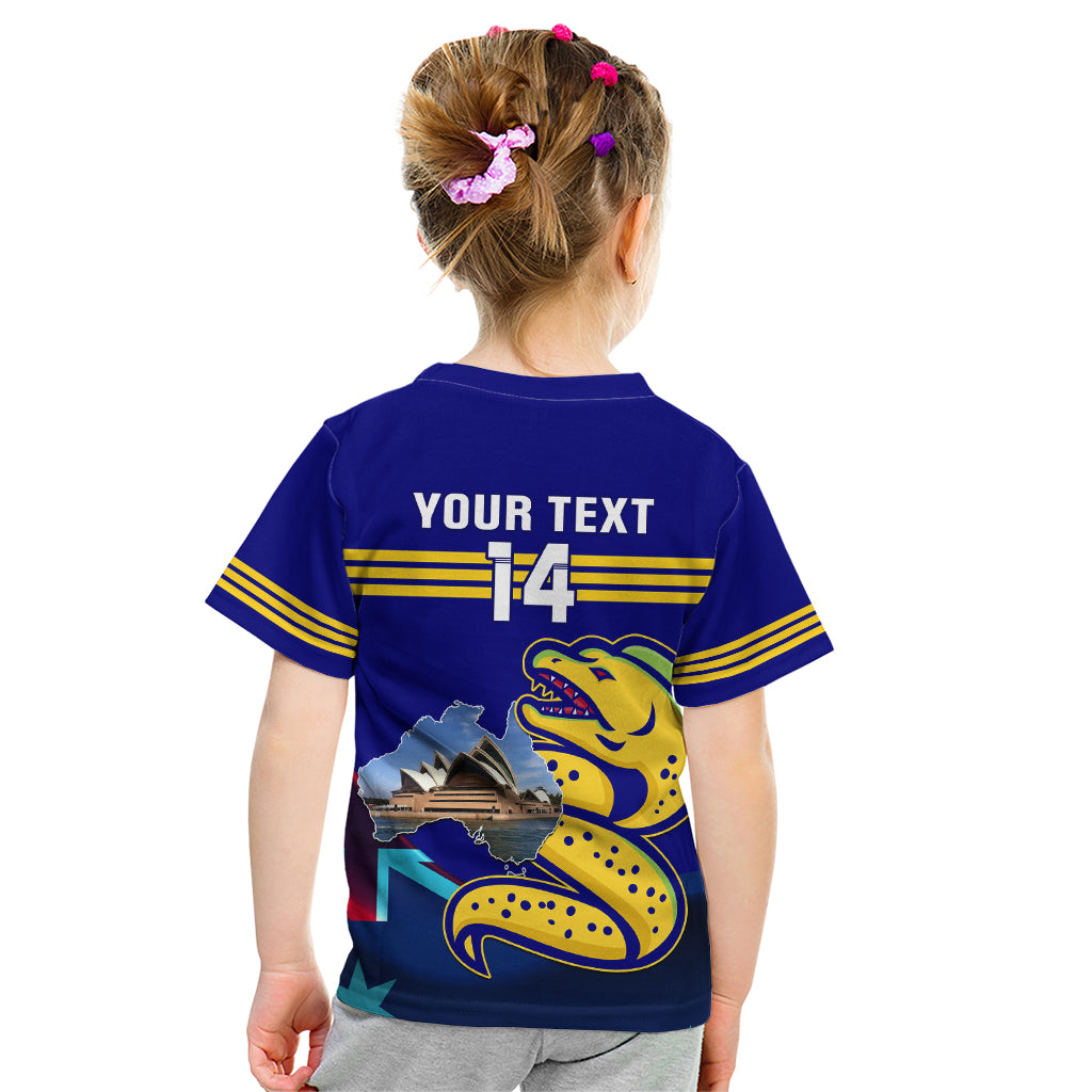 Custom Australia Day Eels Kid T Shirt NRL 2024 Sydney Opera House With Map - Vibe Hoodie Shop