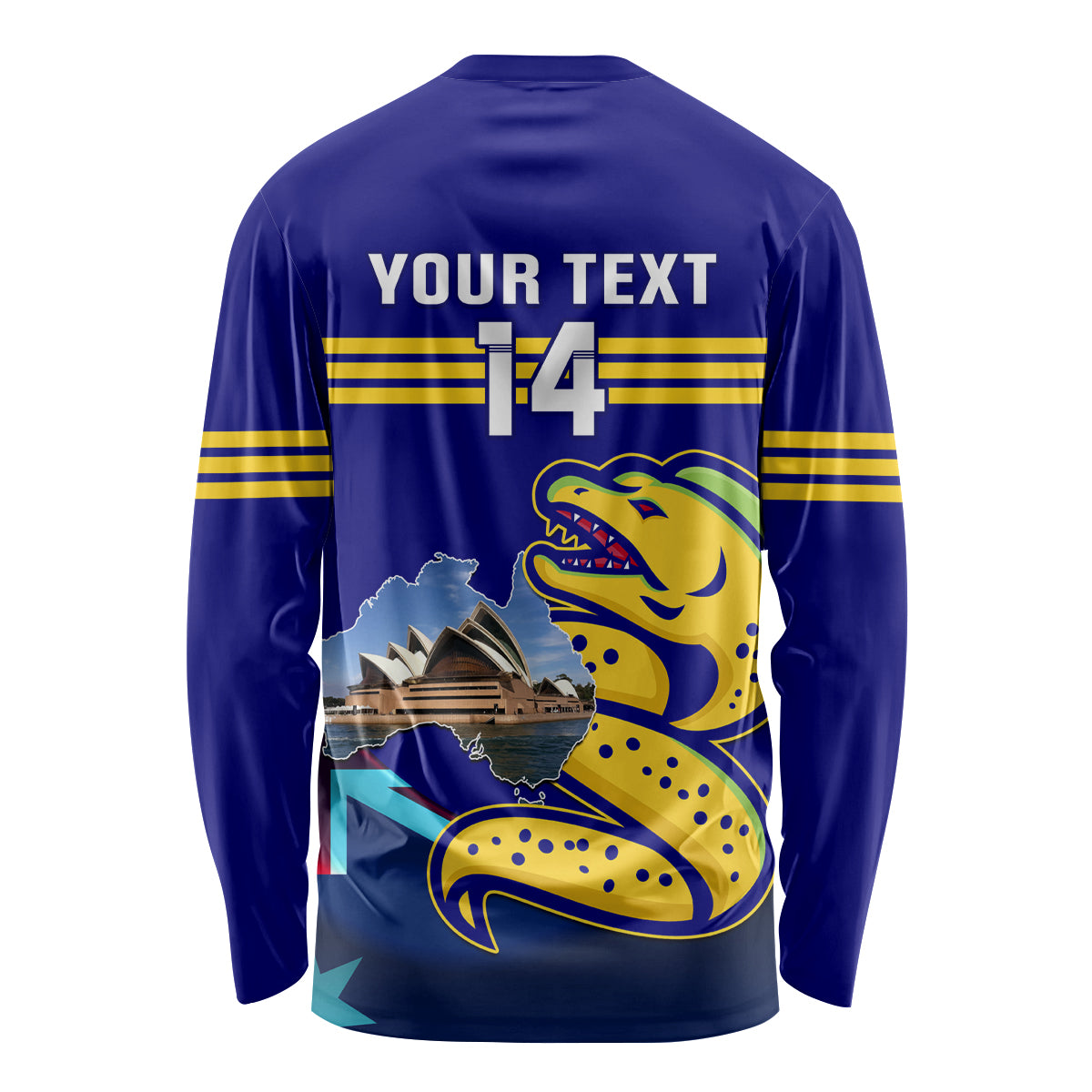 Custom Australia Day Eels Long Sleeve Shirt NRL 2024 Sydney Opera House With Map - Vibe Hoodie Shop