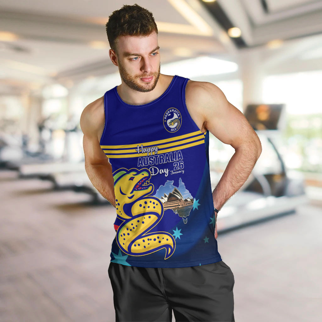 Custom Australia Day Eels Men Tank Top NRL 2024 Sydney Opera House With Map - Vibe Hoodie Shop