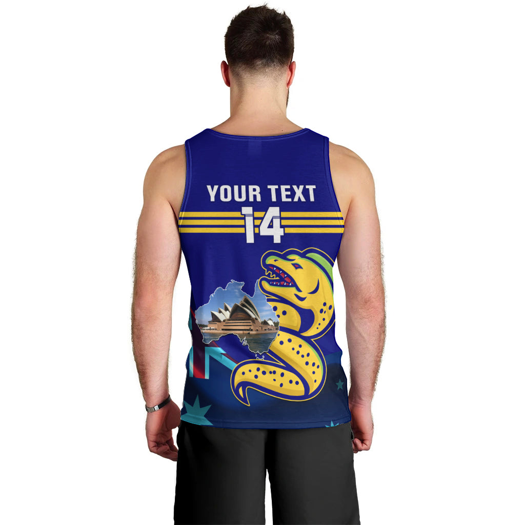 Custom Australia Day Eels Men Tank Top NRL 2024 Sydney Opera House With Map - Vibe Hoodie Shop