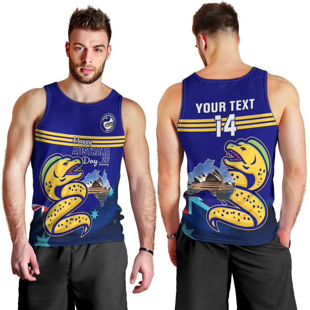 Custom Australia Day Eels Men Tank Top NRL 2024 Sydney Opera House With Map - Vibe Hoodie Shop