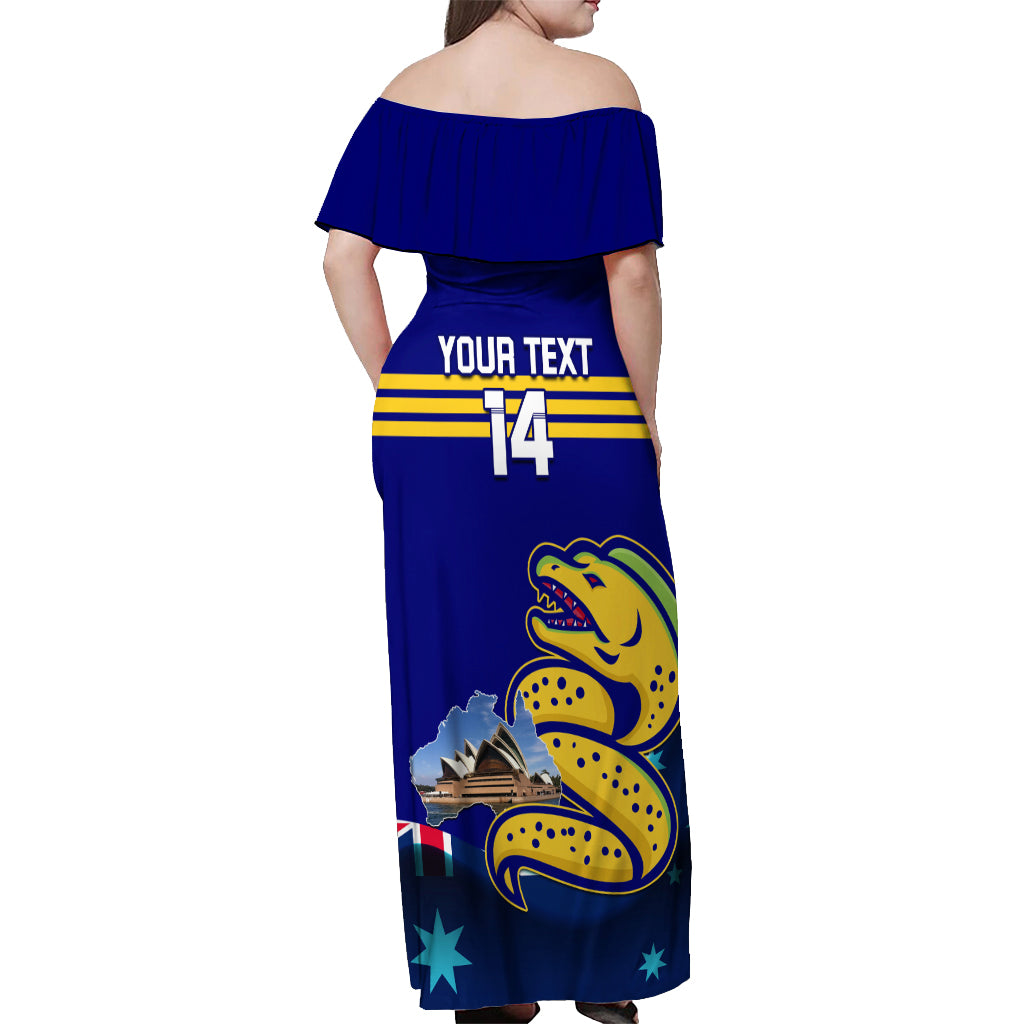 Custom Australia Day Eels Off Shoulder Maxi Dress NRL 2024 Sydney Opera House With Map