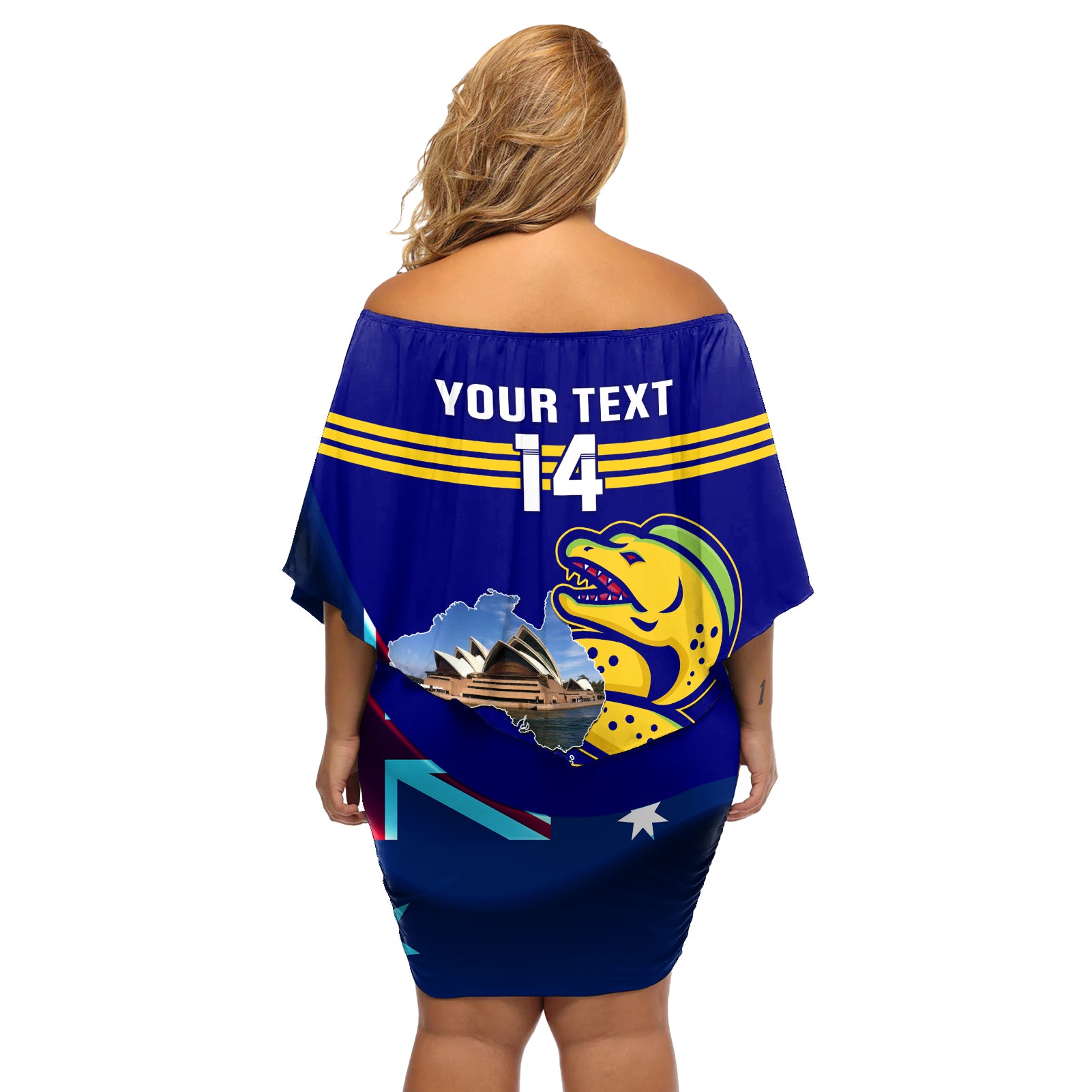 Custom Australia Day Eels Off Shoulder Short Dress NRL 2024 Sydney Opera House With Map