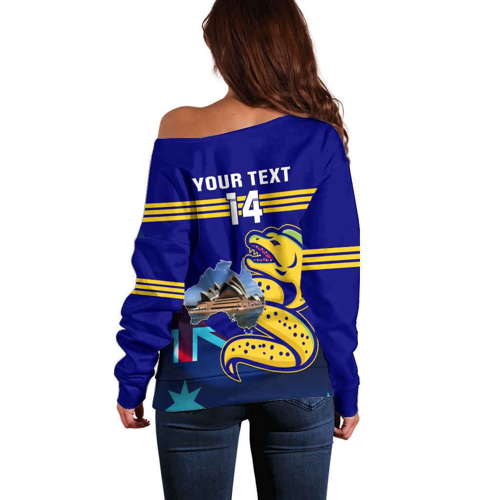 Custom Australia Day Eels Off Shoulder Sweater NRL 2024 Sydney Opera House With Map - Vibe Hoodie Shop