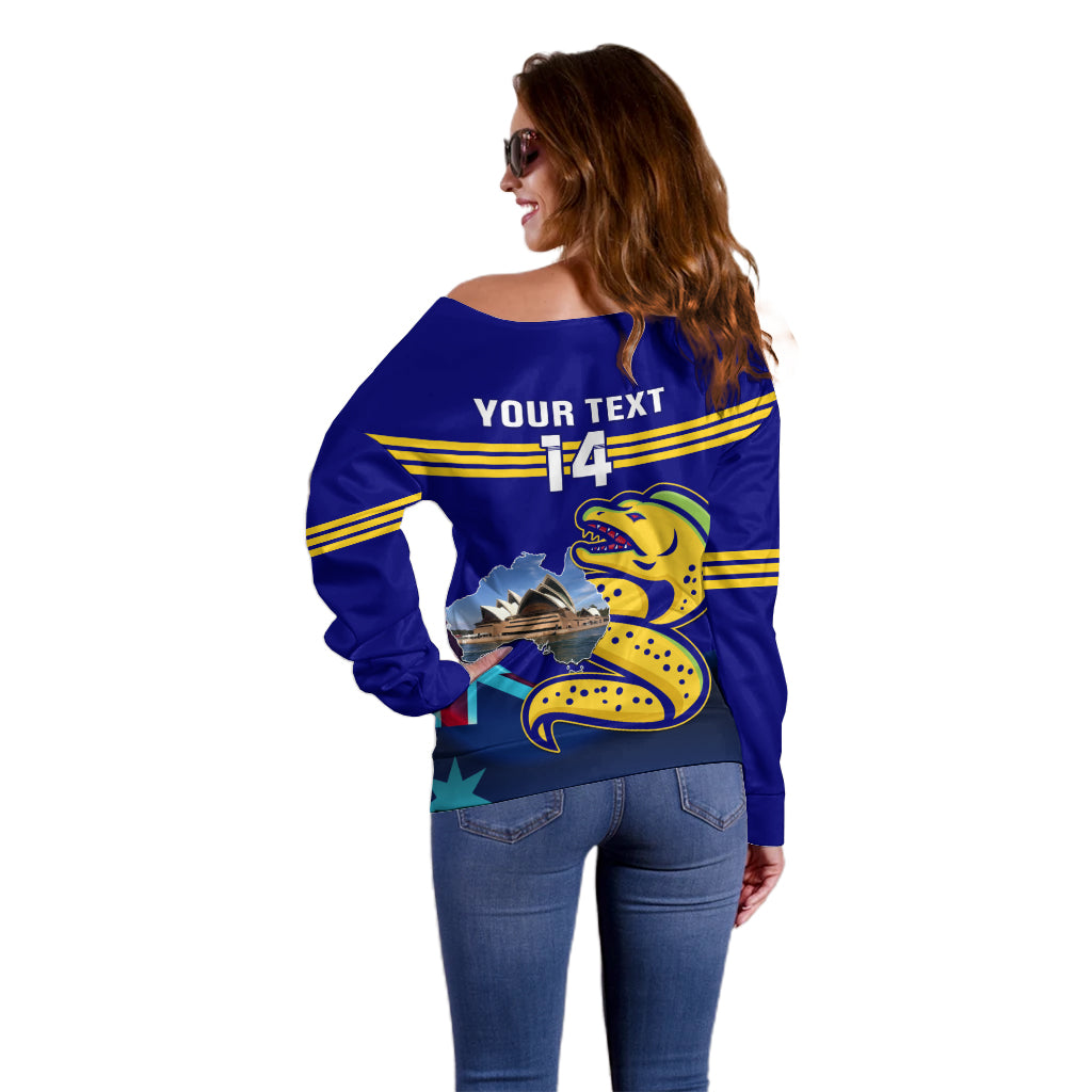 Custom Australia Day Eels Off Shoulder Sweater NRL 2024 Sydney Opera House With Map - Vibe Hoodie Shop