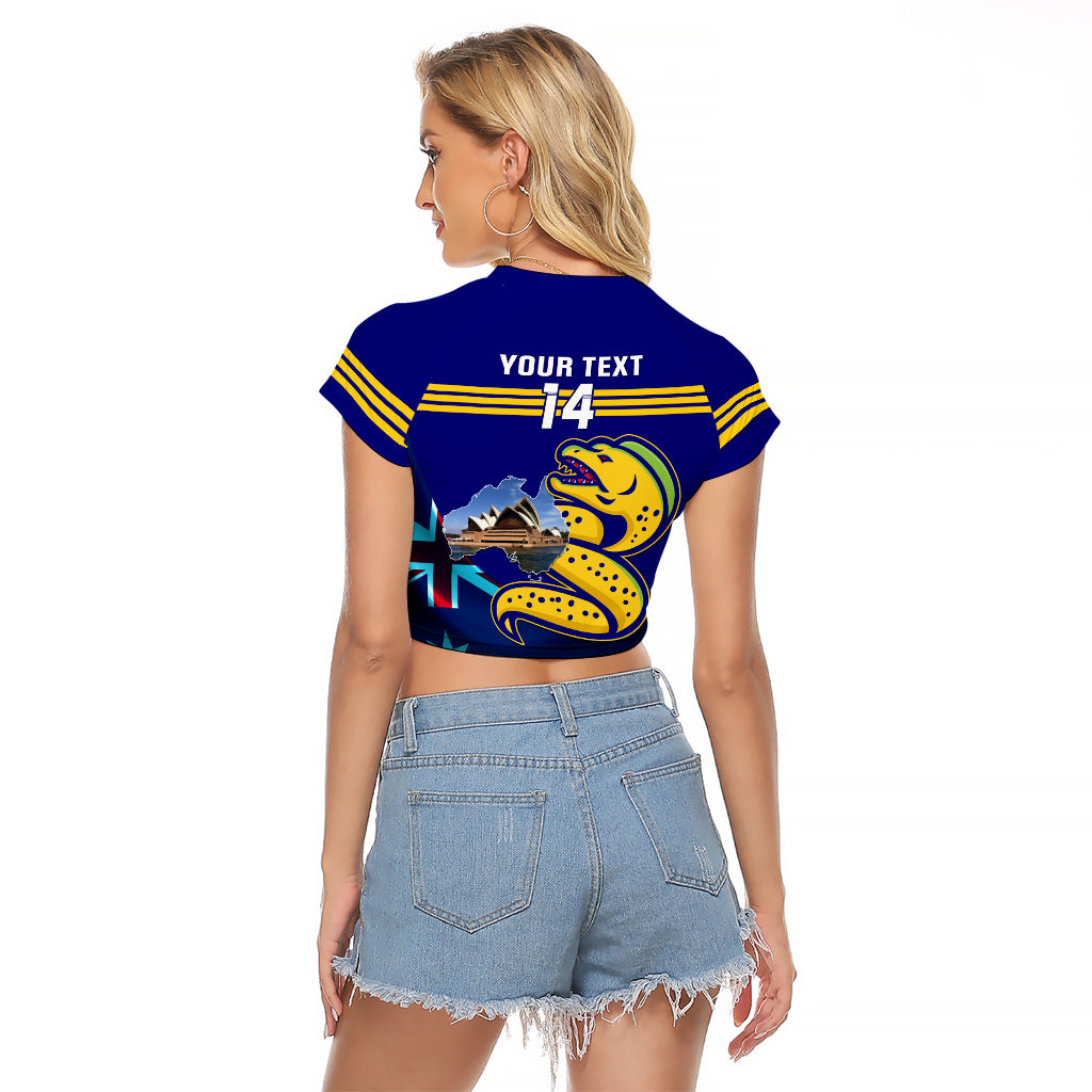 Custom Australia Day Eels Raglan Cropped T Shirt NRL 2024 Sydney Opera House With Map - Vibe Hoodie Shop