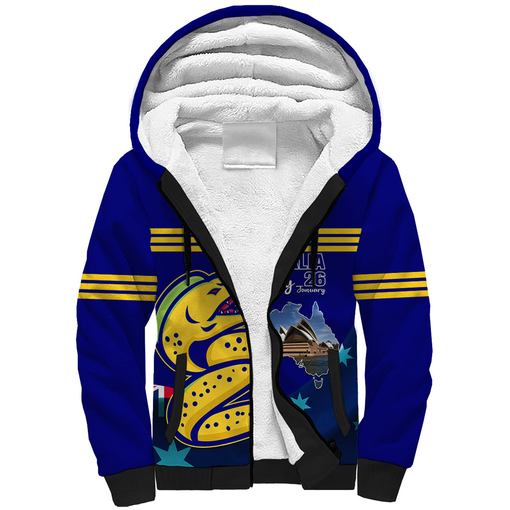 Custom Australia Day Eels Sherpa Hoodie NRL 2024 Sydney Opera House With Map - Vibe Hoodie Shop