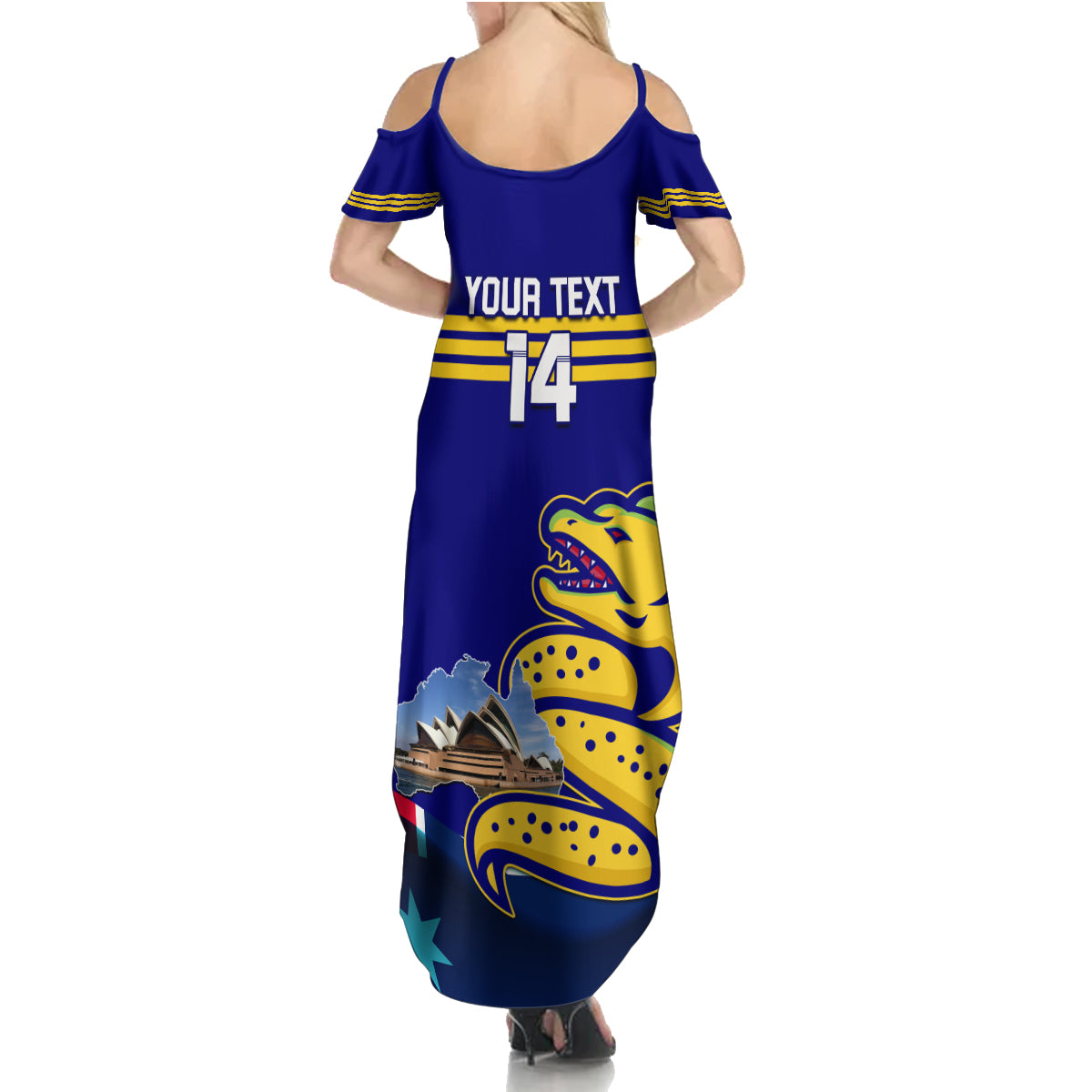 Custom Australia Day Eels Summer Maxi Dress NRL 2024 Sydney Opera House With Map