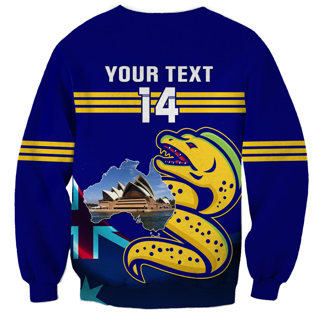 Custom Australia Day Eels Sweatshirt NRL 2024 Sydney Opera House With Map - Vibe Hoodie Shop