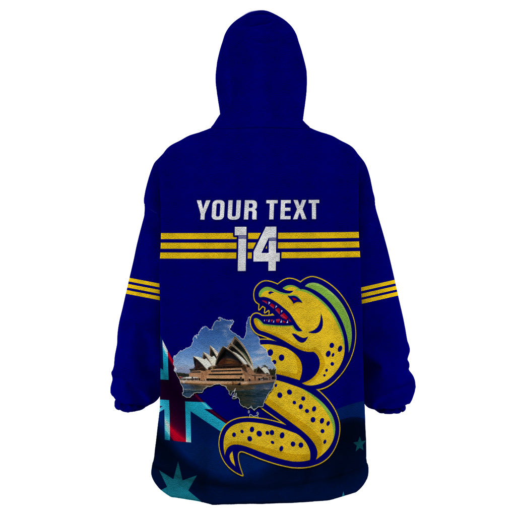 Custom Australia Day Eels Wearable Blanket Hoodie NRL 2024 Sydney Opera House With Map - Vibe Hoodie Shop