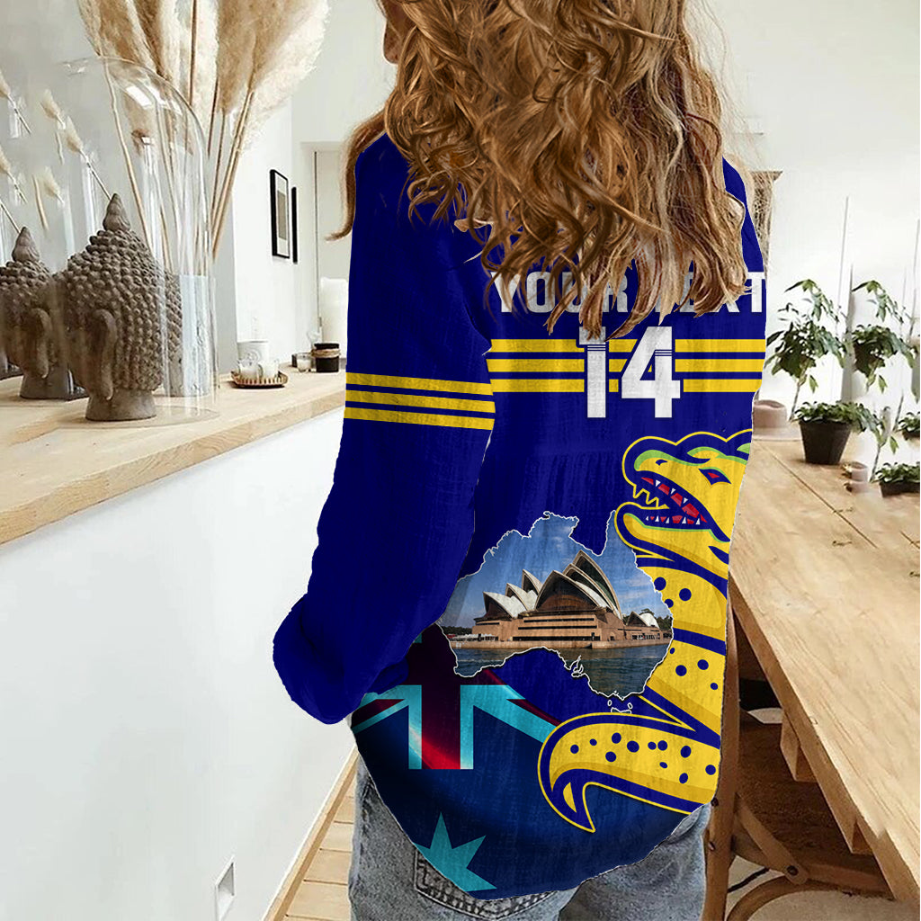 Custom Australia Day Eels Women Casual Shirt NRL 2024 Sydney Opera House With Map - Vibe Hoodie Shop