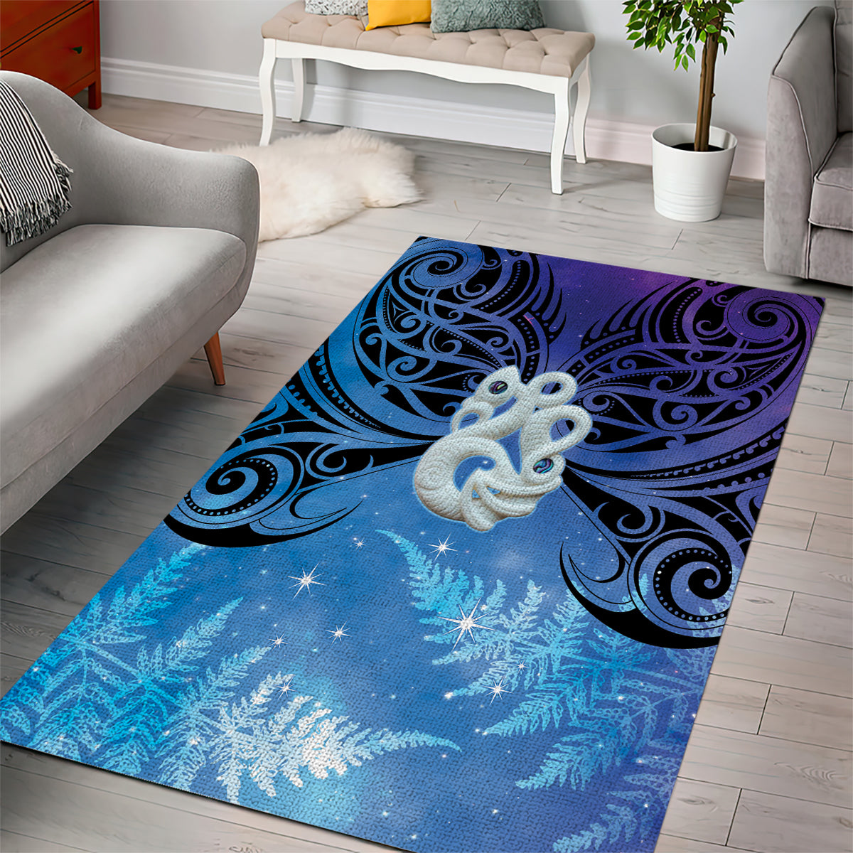 New Zealand Matariki Area Rug Aotearoa Maori New Year Manaia Galaxy Vibes - Vibe Hoodie Shop