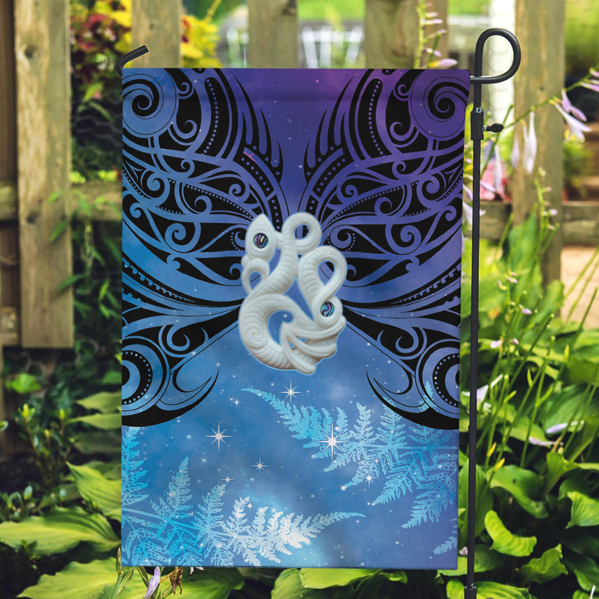 New Zealand Matariki Garden Flag Aotearoa Maori New Year Manaia Galaxy Vibes - Vibe Hoodie Shop